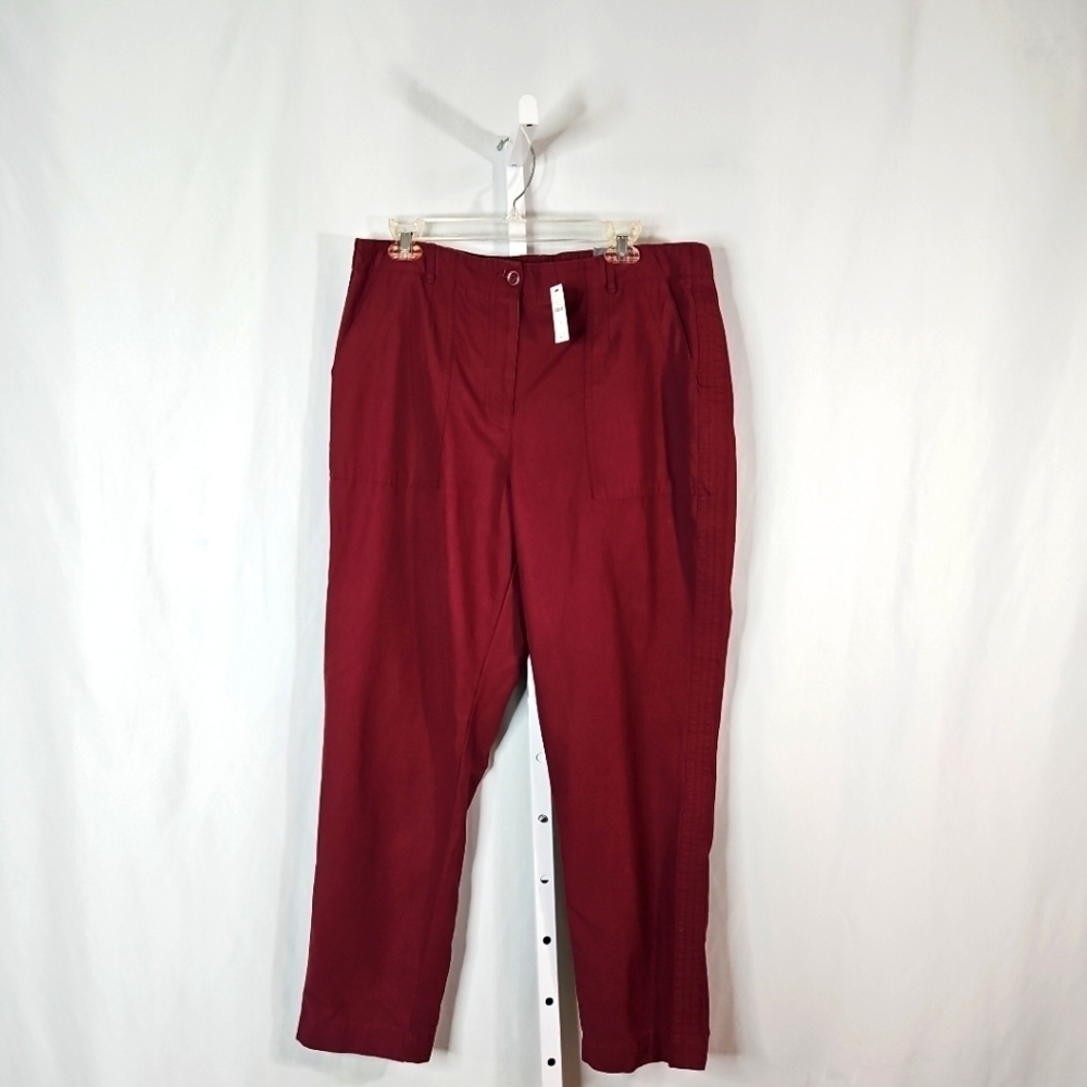 Talbots Burgundy Slim Cargo Pant Size 14 NWT